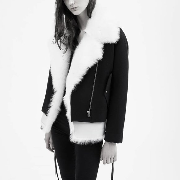 🌟NEW IRO 2-in-1 Jacket w/ 100% Lamb Shearling Vest. Black on black - Picture 8 of 15